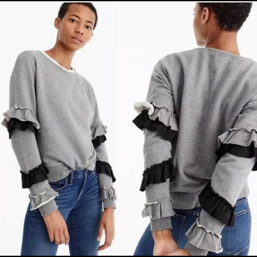 J Crew Ruffled sleeve Sweatshirt